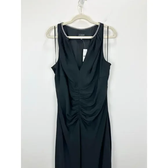J.Crew Collection Full Length Embellished Ruched Dress Black Formal US 14 NWT - Picture 7 of 15